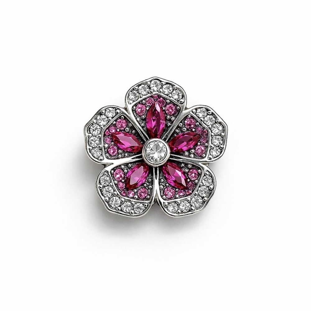 ⚜️ 🌺 Elegant Floral Brooch With Pink Zirconia